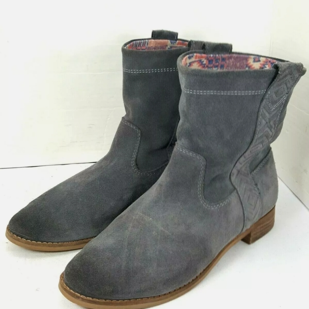 Toms Boots Grey Suede Ankle Boots Size 8 US